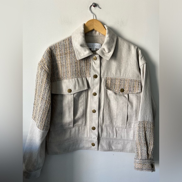 ELLIE MAE Kason Denim Jacket Silk/Linen Jacket Size XS - Picture 2 of 16